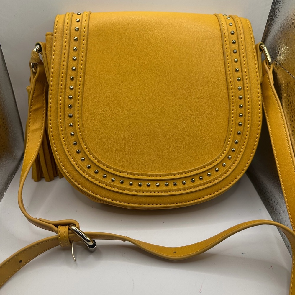 Source Unknown Mustard Studded Crossbody Bag